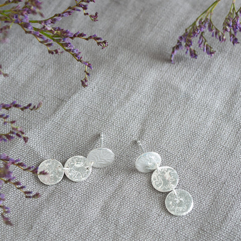 Sterling Silver Triple Disc Earrings