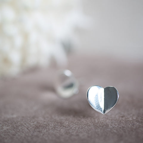 Folded Hearts Silver Earrings