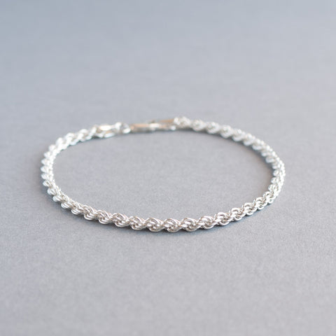 Jessica Solid Sterling Silver 3mm Rope Bracelet – Tulip Jewellery
