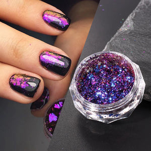JazzHer 0.1g Chameleon Mirror Chrome Nails Glitter Irregular Fire Aluminum Foils Sequins Summer DIY Iridescent Paillette Manicure Slices - JazzHer