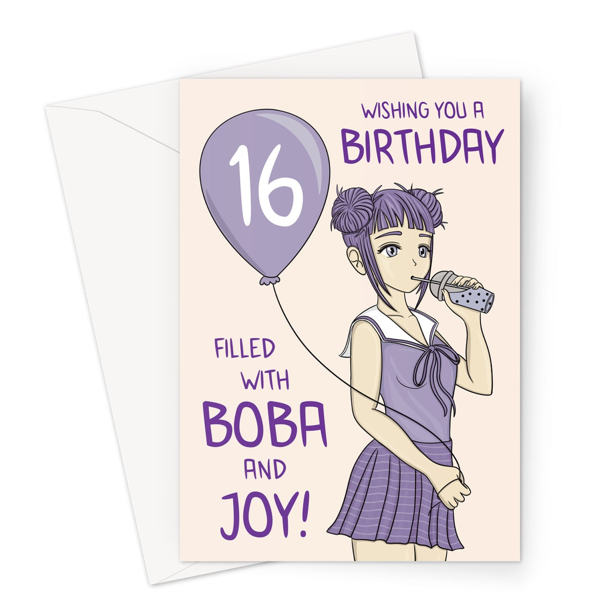 Anime Girl Birthday Card | Zazzle