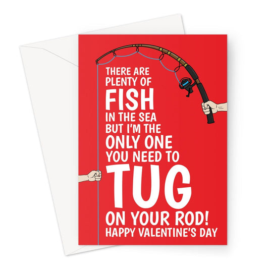 Happy Valentine's Day Card - Rude Tug On Fishing Rod For Her - A5 Gree –  Cupsie's Creations