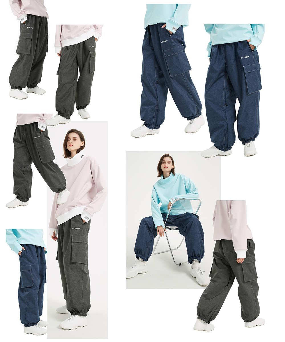 Baggy Denim Snow Overalls Pants Couple Style