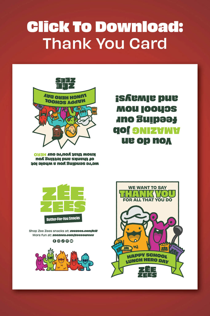 Zee Zees School Lunch Hero Day Thank You Card 2024