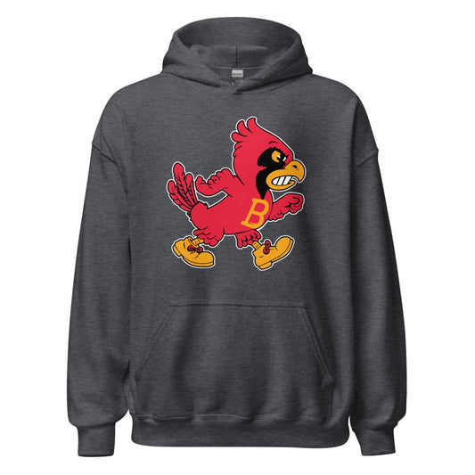 Rivalry Week Vintage Louisville Hoodie - 1940s Marching Cardinal Mascot Art L / Dark Grey Heather