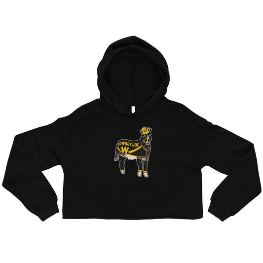 Rivalry Week Vintage Wyoming Cowboys Women's Cropped Hoodie - 1940s Classic Cowboy Art 2XL / Black