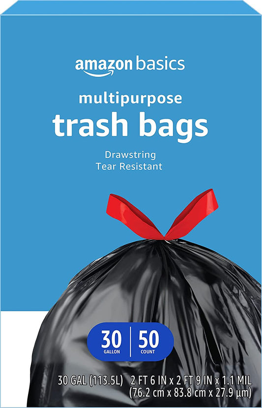 Basics Tall Kitchen Drawstring Trash Bags, 13 Gallon, 120 Count