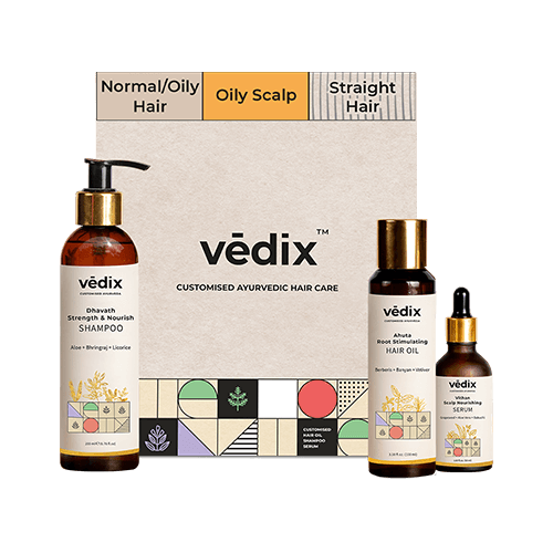 Customized Hair Care Regimen For Normal/Oily Hair | Oily Scalp & Straight Hair With Bonnet - Vedix product image