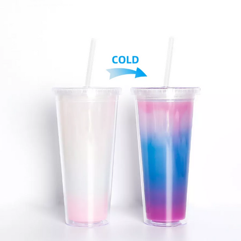 16oz plastic juice coffee tumbler Color changing plastic sippy cups.cups  tumblers，insulated plastic tumblers