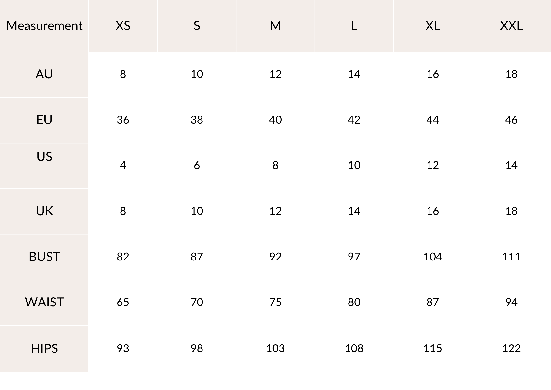 Size Chart – Brighton Lane