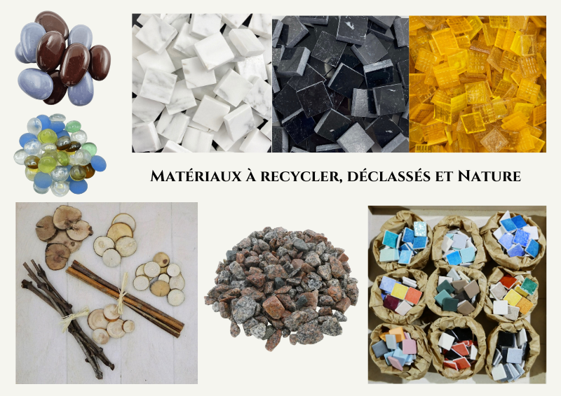 L’art de la mosaïque recyclée : une pratique durable et créative - les recyclés, les déclassés, les matériaux natures chez Mosaïqu'ella