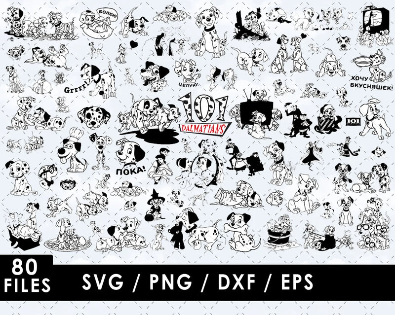 101 Dalmatians SVG Files for Cricut and Silhouette, Dalmatians Clipart