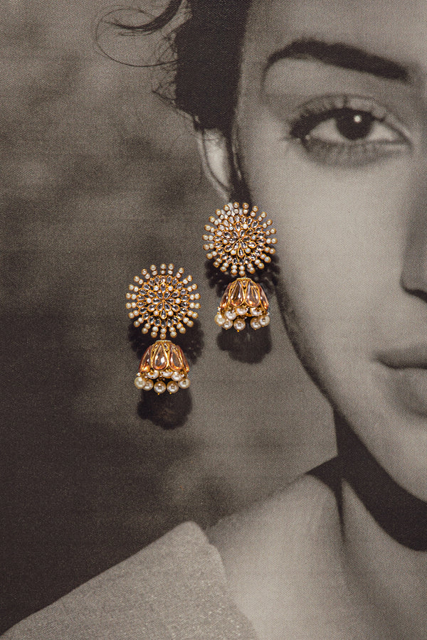 Captivating Jhumka Style Gold Hoop Earrings