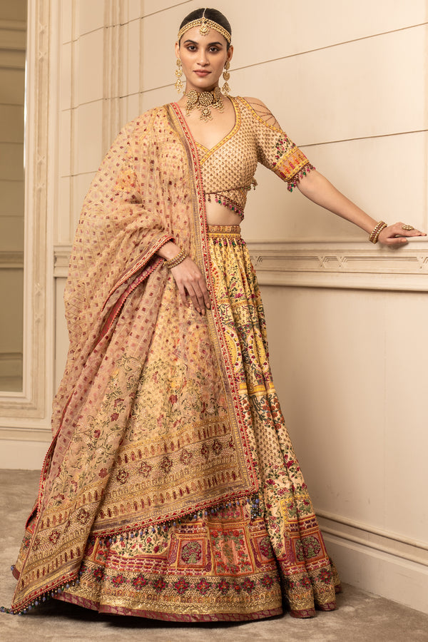 Floral Printed Lehenga Blouse With Shaded Dupatta