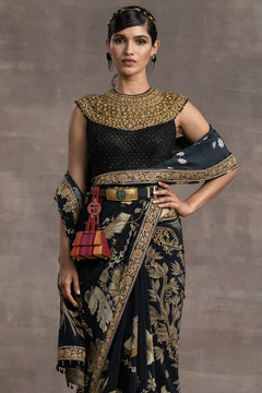 Printed Saree With Embroidered Blouse