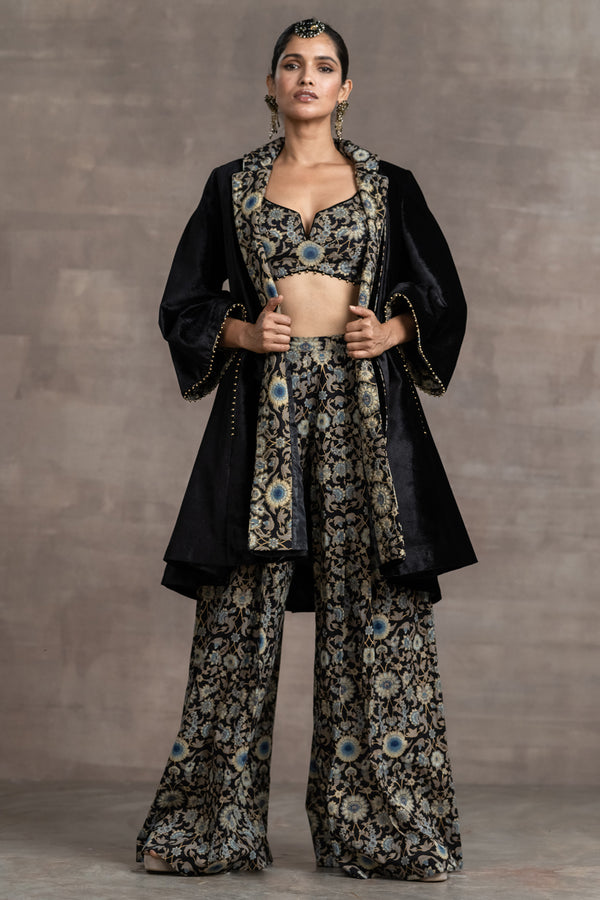 Cotton 3/4 Sleeve Crop Top Pant With Shrug, Printed, Blue at Rs 1395/piece  in Jaipur