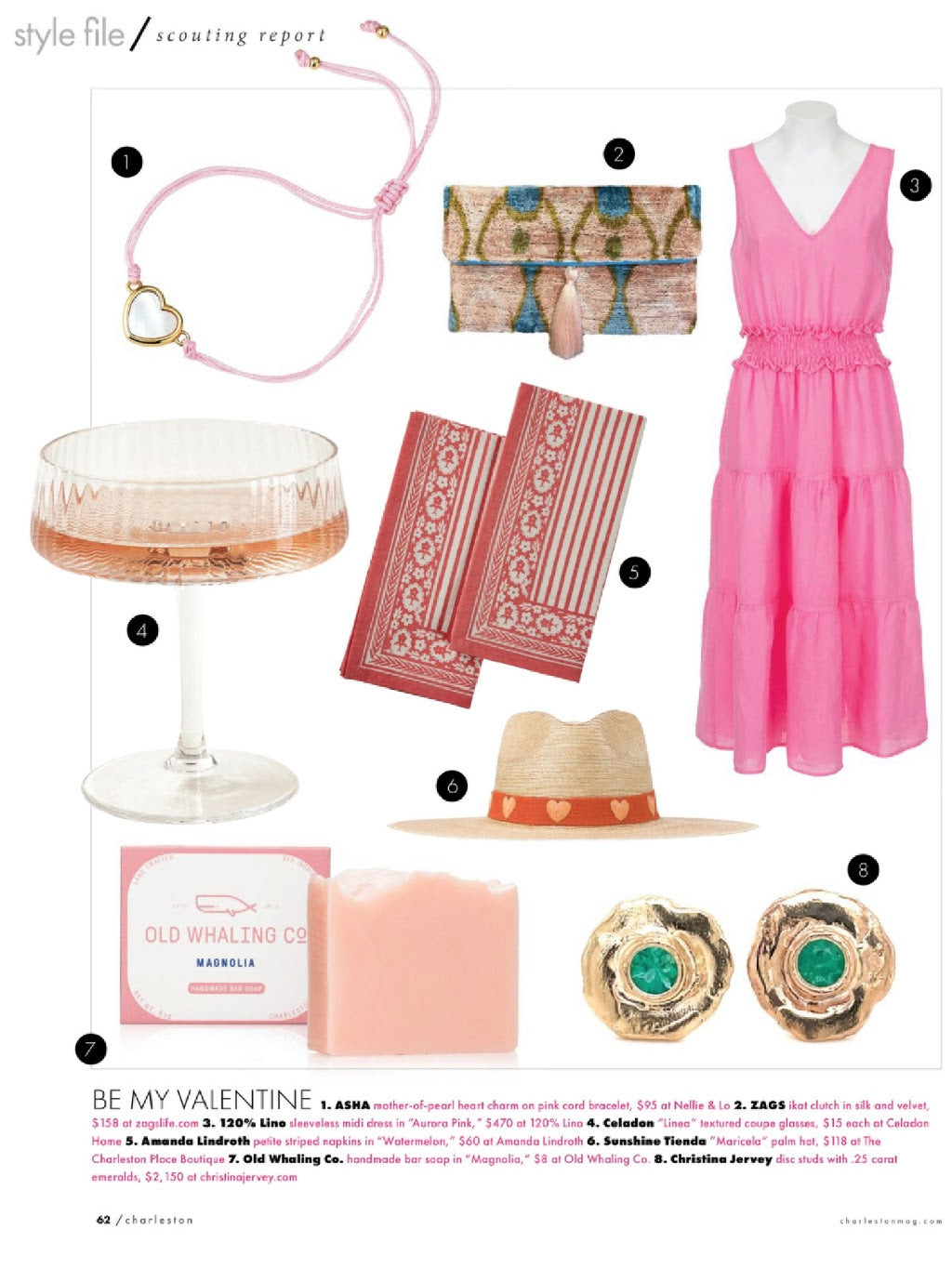 Charleston Magazine February 2023 Valentine's Day Gift Guide featuring Old Whaling Co Magnolia Bar Soap