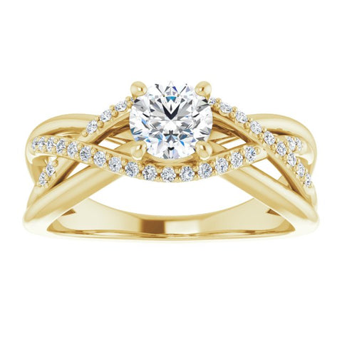 Modern and Sleek Criss Cross Engagement Ring - A GIA certified natural Diamond, with matching accented wedding band, available in white, rose and yellow gold and premium metal Platinum.