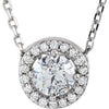 0.37ctw Diamond Halo Necklace in 14K White Gold