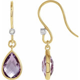 14K Yellow/White Gold Amethyst and Diamond Earrings