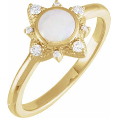 Australian White Opal and Diamond 14K Gold Star Ring from Jewels of St Leon an Australian Online Jewellery Store.