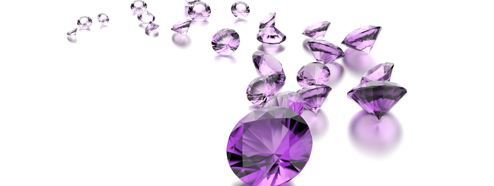 Amethyst Gemstones spread out. Amethyst - A Folklore Tale - from Jewels of St Leon