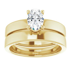 Oval Solitaire Engagement Ring with Matching Wedding Band - Jewels of St Leon Online Jewellery Australia