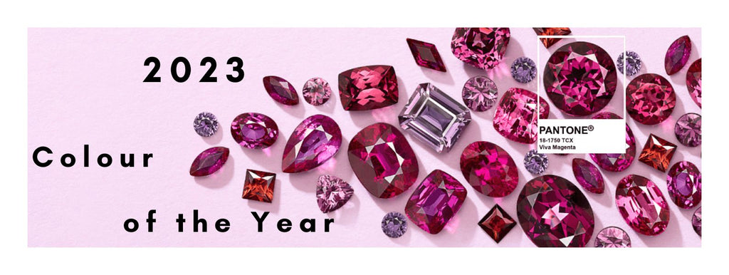 Vivid Magenta - 2023 Colour of the Year - Garnets, Spinel, Pink Tourmaline, Pink Sapphire and Ruby. Available from Jewels of St Leon - Australian online Jewellery Store.