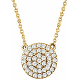 0.33CTW Diamond Cluster Disc Necklace in 14K Yellow Gold