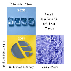 Past Colours of the Year - 2020 - Classic Blue, 2021 - Illuminating & Ultimate Grey, 2022 - Very Peri, 2023 - Vivid Magenta.