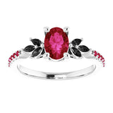 Floral-Inspired Ruby and Black Diamond Engagement Ring from Jewels of St Leon Australia
