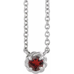 Natural 5mm Mozambique Garnet with a deep rich red colour sterling silver necklace. January Birthstone, this necklace is available from Australian online Jewellery store Jewels of St Leon.