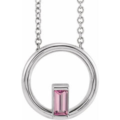 Sterling Silver Pink Tourmaline Circle Necklace from Jewels of St Leon