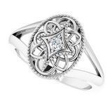 Timeless Elegance - Sterling Silver Vintage-Inspired Diamond Filigree Ring