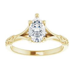 Vintage-inspired  pear-shaped 1.00ct diamond  Engagement Ring with matching wedding band - L4519-1126 - Jewels of St Leon Jewellery Online Australia