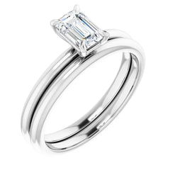 Matching Wedding Band for Emerald-Cut Diamond Soliataire Engagement Ring. Available from Jewels of St Leon Jewellery Australia