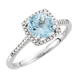 Aquamarine and Diamond Halo-Style Silver Ring - Jewels of St Leon Online Jewellery Australia