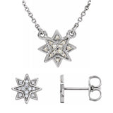 Diamond Accented Star Necklace and Earring Jewellery Set.