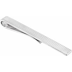 Sterling Silver Tie Clip with Diamond Texture Pattern from Jewels of St Leon.