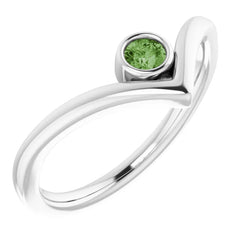 Green Tourmaline V-Design Sterling Silver Ring from Jewels of St Leon