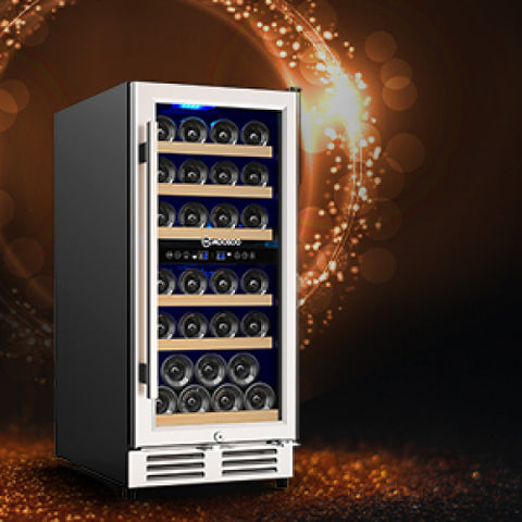 15 inch dual zone wine fridge