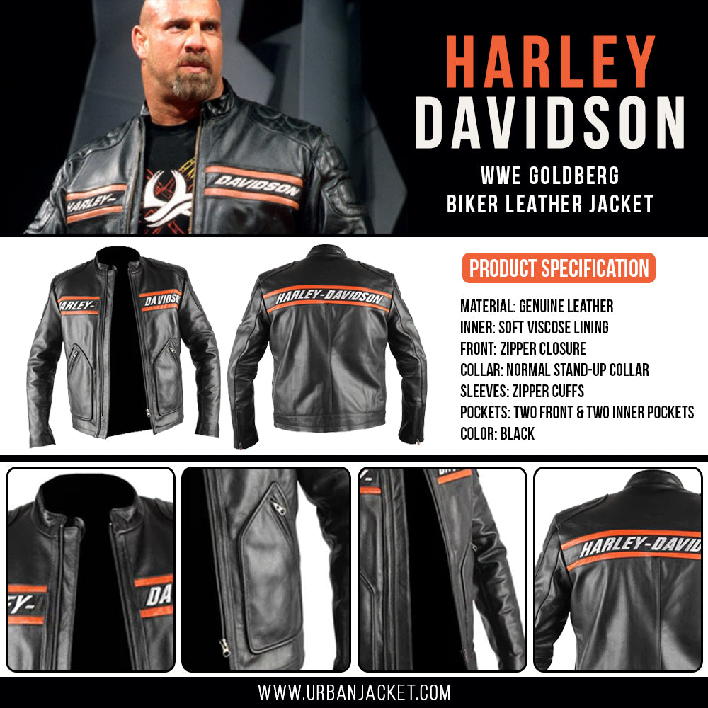 WWE Black Harley Davidson Biker Leather Jacket