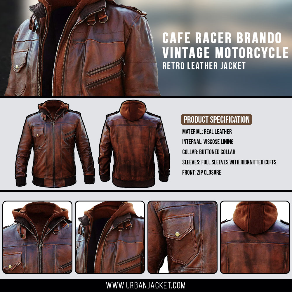 cafe racer brando leather jacket