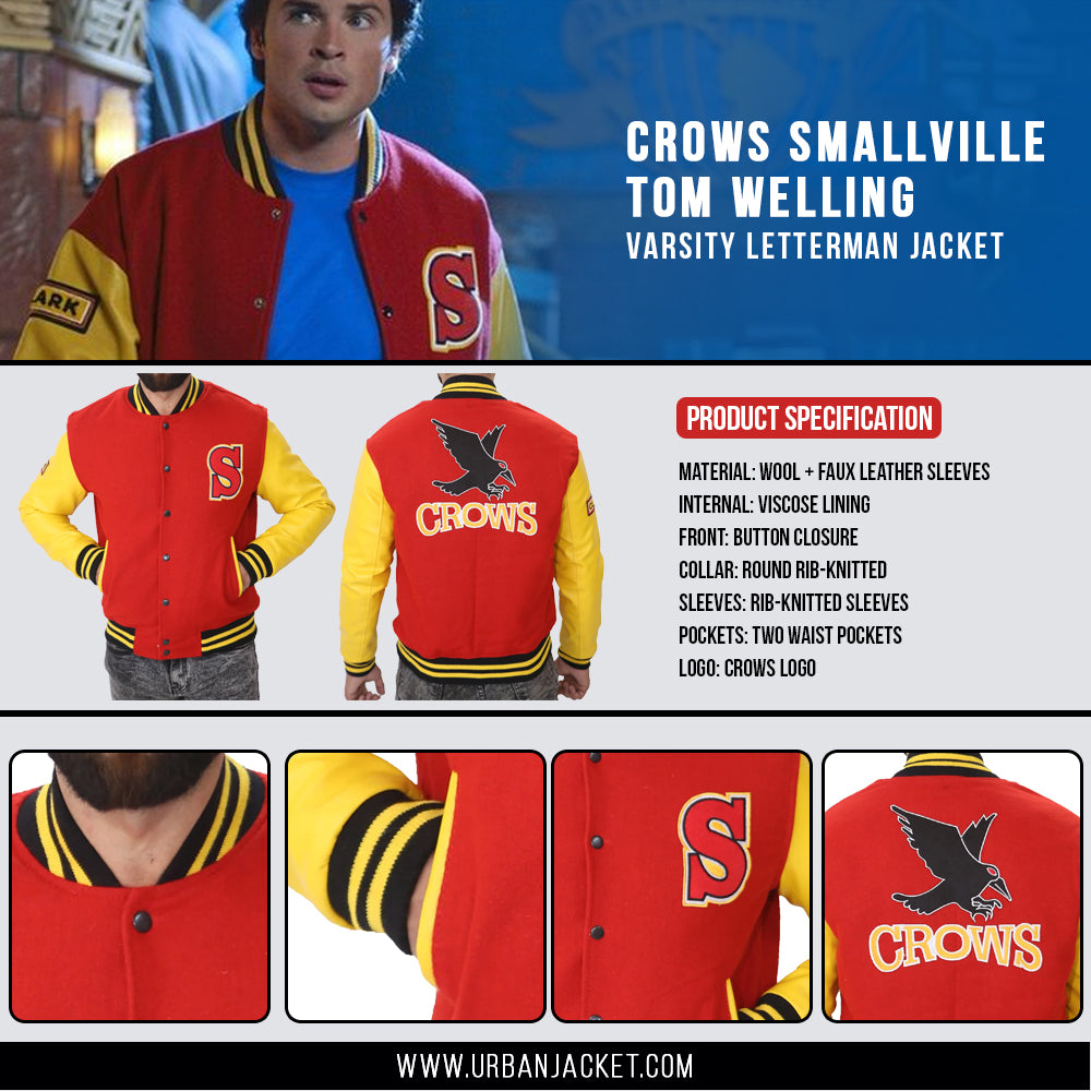 Crows Smallville Tom Welling Letterman Jacket