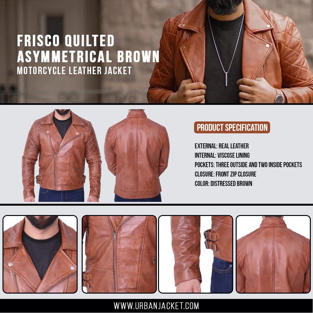 Frisco Quilted Asymmetrical Brown Jacket