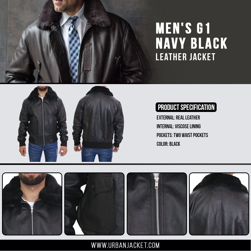 Men's G1 Navy Black Leather Jacket