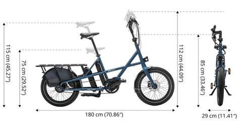 VELLO SUB E-Cargo Bike, Compact Cargo Bike, Foldable E-Cargo Bike, Small Electric Cargo Bike, Family bike small, compact, folding bike