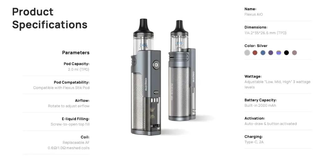 Aspire specifications