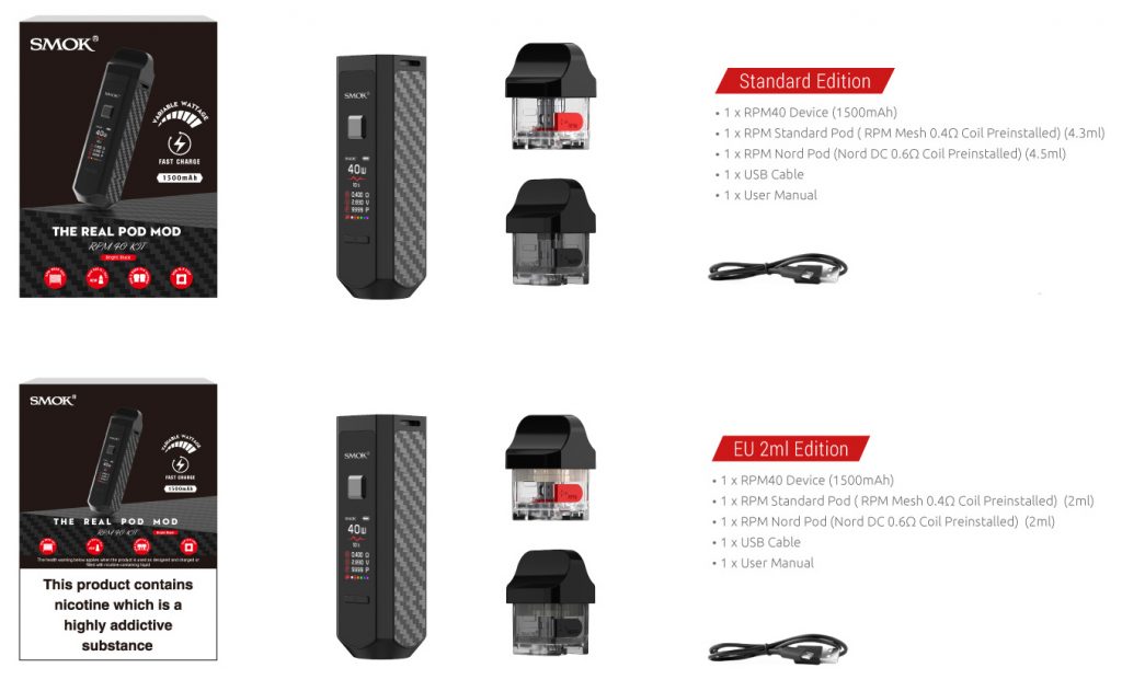 SMOK RPM40 Kit UK specs