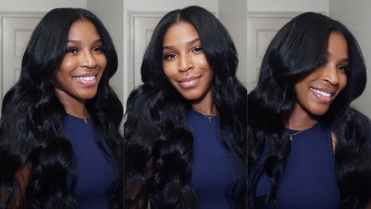 Wesface Body Wave U Part Wig Natural Black Human Hair Wig 180% Density